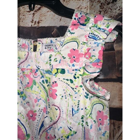 Girls Crown & Ivy Size 12 Cap Sleeve Floral Dress - Picture 2 of 5